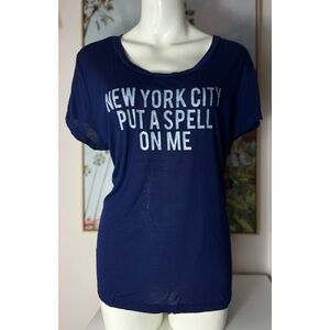 Express Navy NYC Graphic Tee “Put A Spell On Me” Soft Modal T-Shirt Size L